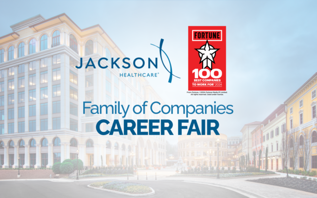 Jackson Healthcare Family of Companies Career Fair Header with Fortune 100 Best Companies to Work For Logo