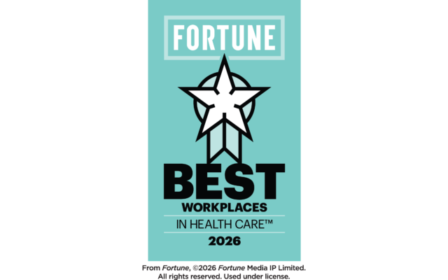 Fortune Best Workplaces in Health Care 2026 award badge.